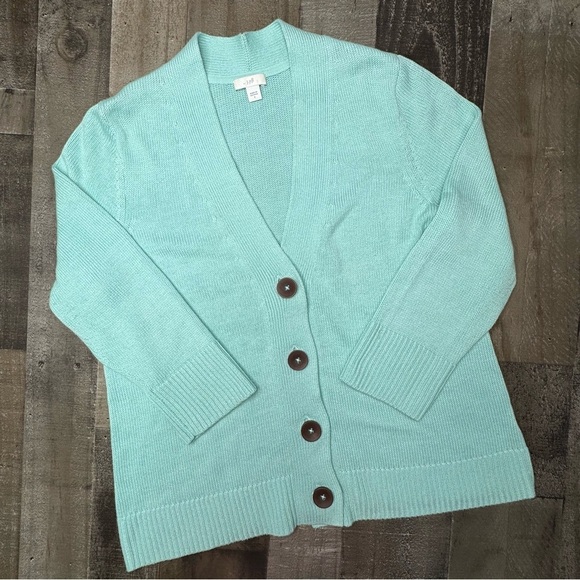 J. Jill Mint Green Cardigan Sweater V-Neck Knit - Picture 11 of 11